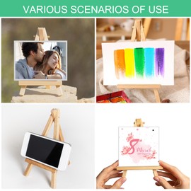 Rseuphiee Pack of 20 Mini Wooden Easels, 9 x 15 cm, Small Wooden Triangle, Foldable, Children, for Table Decoration, Painting Crafts, Photo Album