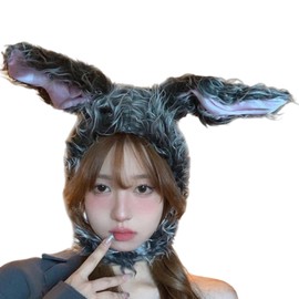 GEMAKA Rabbit Ears, Fluffy Halloween Cosplay, Rabbit, Cosplay, Headpiece, Funny, Cold Protection Hat, Ear Puffs, For Winter, Cute Knit Hat, Theatrical Disguise, Graduation Ceremony, Birthday Present