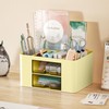 Marbrasse Pen Organizer with 2 Drawer, Multi-Functional Pencil Holder for