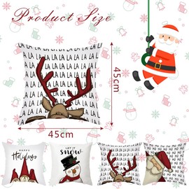 Jiahuade Linen Decorative Cushion, 4 Pieces Christmas Cushion Cover, Decorative Cushion Cover, Christmas Cushion Cover, Deep, Cushion Cover Christmas Motif (H)