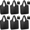 BeeGreen 6 Packs Black Reusable Grocery Bags for Shopping X-Large