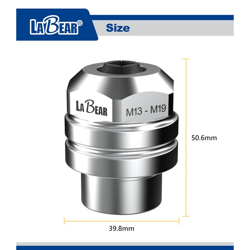 LABEAR 1/2"DR x M13–M19 Interchangeable Adjustable Tap Chuck Adaptor –