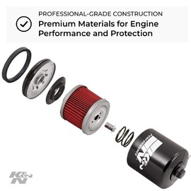 K&N Motorcycle Oil Filter: High Performance, Premium, Designed to be used with Synthetic or Conventional Oils: Fits Select Yamaha Vehicles, KN-146 , Black