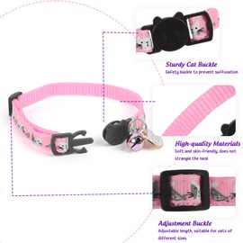 4pcs Cat Collars, Kitten Collars with Bells and Pendant, Quick Release Cat Collar, Adjustable 19-32cm Length (Set 1)