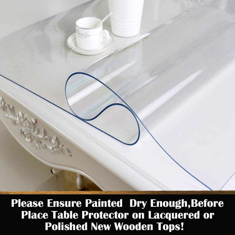 Crystal Clear PVC Table Protector Pad Rectangular 30x60 in Water