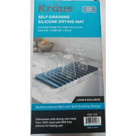 Kraus Self Draining Dish Drying Mat 8 1/8” x 14 ¾” Blue Silicone Sink Mat Cyan