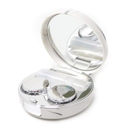 Honbay Fashion Marble Contact Lens Case Portable Contact Lens Box Kit with Mirror (Round) (Silver)
