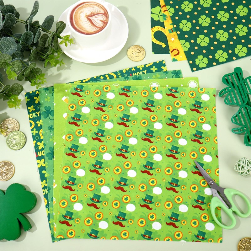 40Pcs St. Patrick's Day Squares Fabric Cotton Fabric Bundles Small