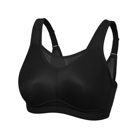 Wingslove Women's Strong Support Sports Bra without Underwire Seamless Full Cups Unpadded Bustier Wide Straps Large Sizes Bra for Fitness Jogging Training Running Yoga, black