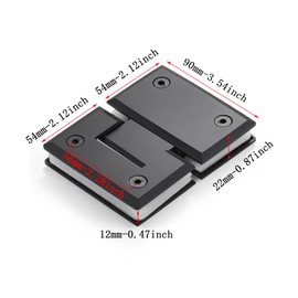 Ranbo Hypotenuse Heavy Duty 180 Degree Glass Door Cupboard Showcase Cabinet Clamp Frameless Pivot Glass Shower Doors Hinge Replacement Parts Wall-to-Glass,304 Stainless Steel Black