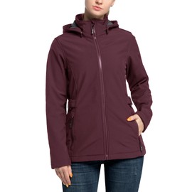Outdoor Ventures Women's Softshell Jacket with Removable Hood, Insulated Windbreaker Waterproof Warm Fleece Lined Coat