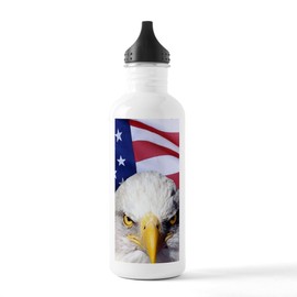 CafePress Bald Eagle Over Americ Stainless Water Bottle 1 1.0L (34 oz) Stainless Steel Water Bottle