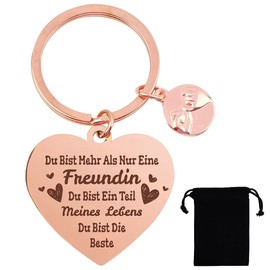 Best Friend Gifts, Keyring with Engraving, Gift Ideas for Girlfriends for Birthday, Christmas, Friendship Gifts, Leaving Gift, Birthday Gift for Women, Best Friend, Rose-Gold