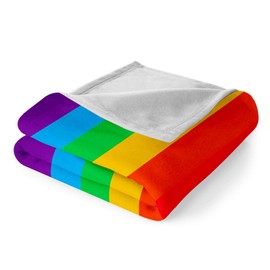 Bedbay Rainbow Bed Blanket King Size Fleece Blanket Colorful Stripes Rainbow Blanket Pride Bedding Soft Lightweight Big Blanket for Bed Sofa Couch (Rainbow Stripe, King(104"x90"))