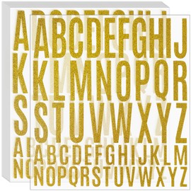 Waynoda 10 Sheet 520 Pieces Self Adhesive Glitter Letters Stick on Letters Capital Letter Stickers Alphabet Sticker Letter for Classroom Decor, Office, Business (Gold, 1 Inch, 2 Inch)