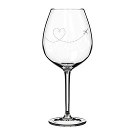 Wine Glass Goblet Heart Love Travel Airplane (20 oz Jumbo)
