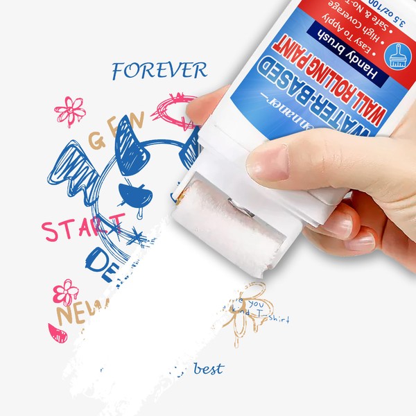 White Paint for Wall, Portable Integrated Paint Roller for Effortless