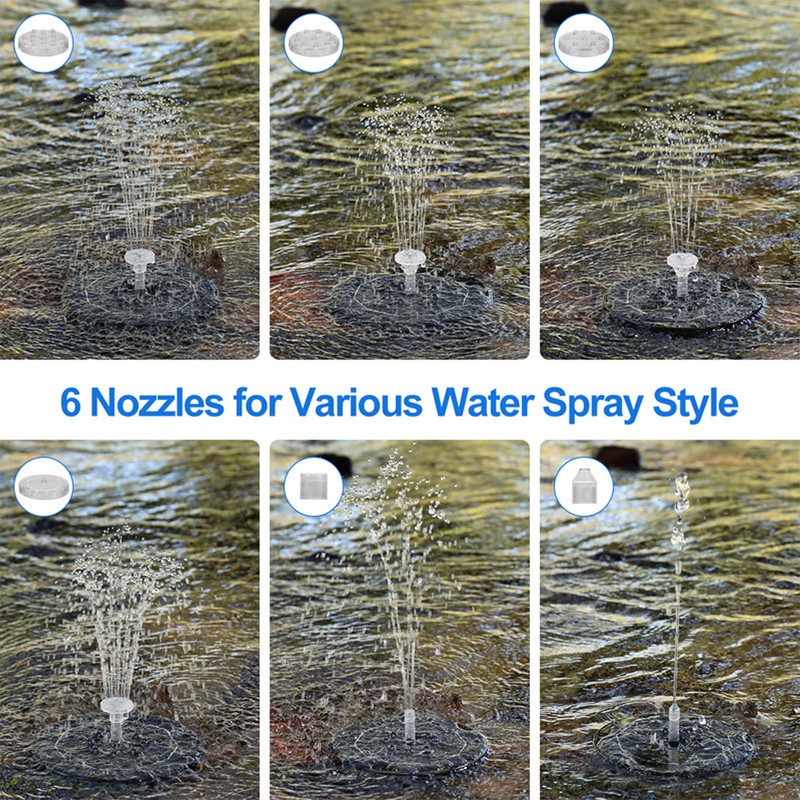 Solar Fountain LED Colorful Lighting Solar Powered Floating Bird Bath