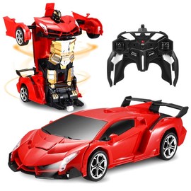Transform Remote Control Car Robot Toy for Kids, 2.4GHz 1:18 Scale RC Car with Cool LED Lights, One-Button Transform, 360° Rotation, Indoor & Outdoor Fun, Durable Design, Perfect Gift Idea:_Yellow