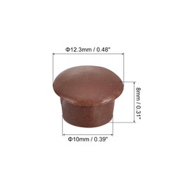 sourcing map 200Pcs Screw Hole Plugs, 10mm(3/8") Dia Plastic Snap in Shelf Button Flush Type Caps for Furniture Cabinet Cupboard, Red Brown