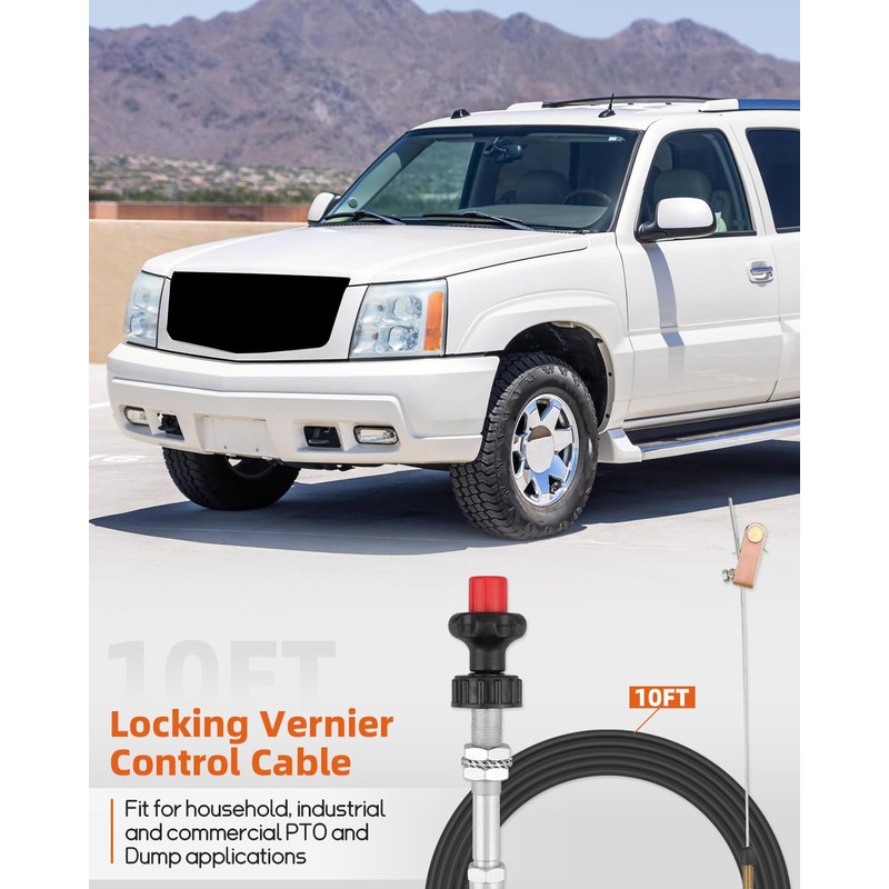 VCGTX10 10FT Heavy Duty Vernier Locking Throttle Cable, Adjustable Locking