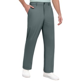 PEGENO Mens Golf Pants with 4 Pockets Stretch Lightweight Quick Dry Breathable Trousers Casual Work Dress Pants for Men (Dark Gray X-Large)