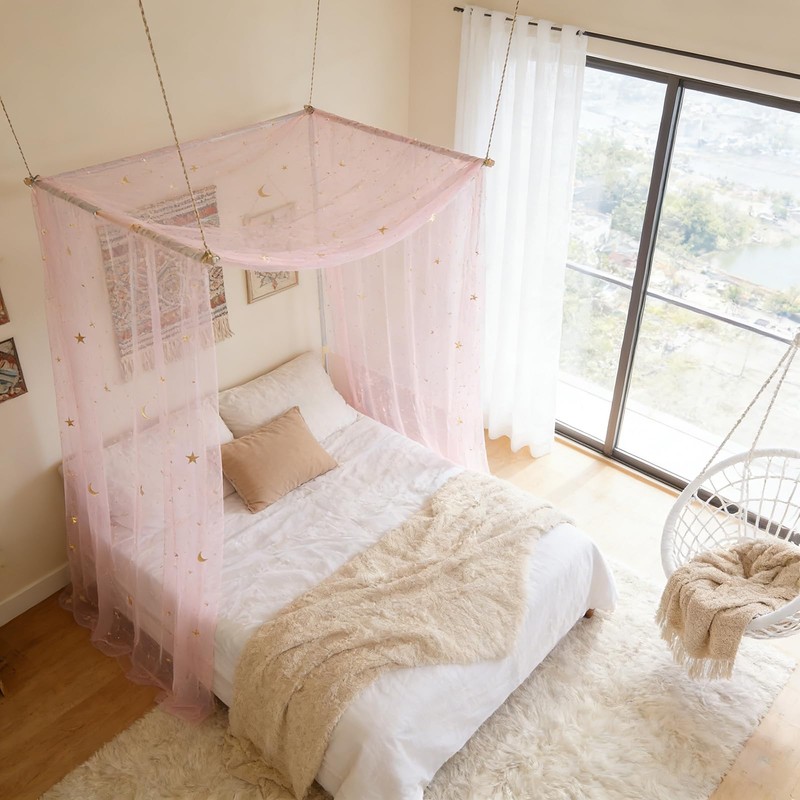 Ingzy Canopy Bed Curtains for Montessori, House & Twin Beds