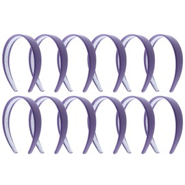 Light Purple 1 Inch Wide Leather Like Headband Solid Hair band for Women and Girls - Set of 12
