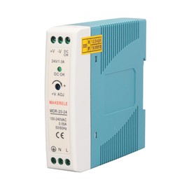 MAKERELE 24V MDR DIN Rail Power Supply 20W, AC 100V-240V to DC 24V Switching Power Supply Converter with Overload Protection