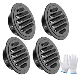 HG Power 4 Inch Black Soffit Vents, Stainless Steel Air Vent Cover with Screen Mesh, Louver Exhaust Vent for Wall Garage, Kitchen, Attic & House Ventilation (4-Pack, Hardware Not Included)