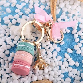 Llavero Macaron Colorido Anillo de Llave de Torre Eiffel para Bolso Monedero Decoración de Coche para Niños Regalo de Cumpleaños Navidad