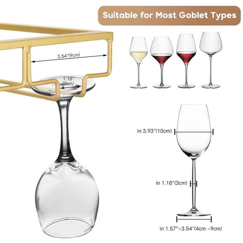 Xverycan Wine Glass Rack Under Cabinet, 6 Row Extreme Large