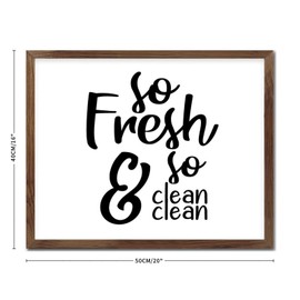 Chic Style 16x20in Framed Wood Sign with Inspirational Quotes So Fresh and So Clean Clean Hang Apricot Frame Wooden Plaque for Nursery Room Farmhouse Garden Yard Porch Cottage Wall Decor