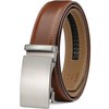 MILORDE Brown Leather Belt(Brushed Metal - Gradient Brown, 36" to