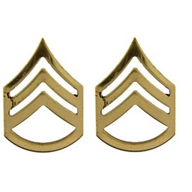 United States Army SGG E6 Insignia of Rank 1.25" Gold Tone Lapel Pins (Set of Two)