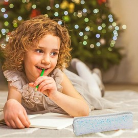 URFEDA Sequin Pencil Case, Bling Glitter Pencil Case, Pen Case, Small Pencil Bag, Portable Pencil Case, Bling Glitter Cosmetic Bag for Girls Women Pencil Bag, black