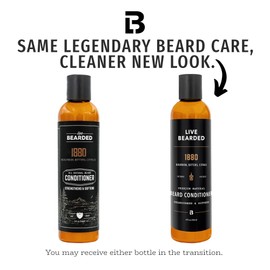 Live Bearded Beard Conditioner, 8 fl oz - Strengthens and Softens Facial Hair - Made in the USA - All-Natural Ingredients with Biotin, Caffeine | 1880 Scent - Bourbon, Bitters, Citrus