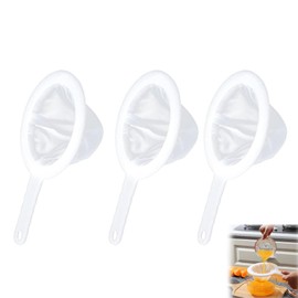 3 Pcs Fine Mesh Strainer, Plastic Sieve Nylon Ultra Fine Mesh Sieve Yogurt Strainer with Slip Handle Jam Straining Set Strainer (100Mesh,200Mesh,400Mesh)