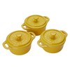 STAUB Stoneware Ceramic 3-pc Mini Round Cocotte Set-Citron