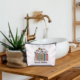 Zomhix Social Worker Gifts for Women Makeup Bag - Social Worker Graduation Gifts, Appreciation Graduation Gifts for Bsw, Coworker, Friends, Social Worker Cosmetic Bag