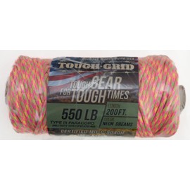 TOUGH-GRID Premium 550lb Paracord Rope - 200ft - Neon Dreams - 100% Nylon Type III Mil-Spec - UV & Abrasion Resistant - Heavy Duty Strands - Outdoor Survival Rope - Used by US Military - Made in USA