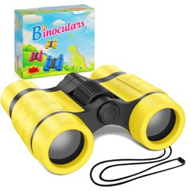 SULIVES Binoculars for Kids with 4X Magnification, for 4-12 Years Old Child, Educational Toy for Boys and Girls, Perfect for Outdoor Observation and Sparking Curiosity in Children(Yellow)