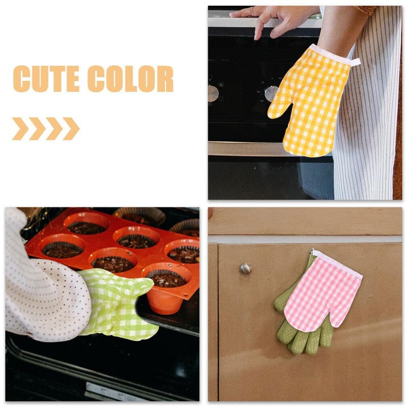 Kichvoe 2pcs Kids Oven Mitts Children Small Gloves Cute Heat