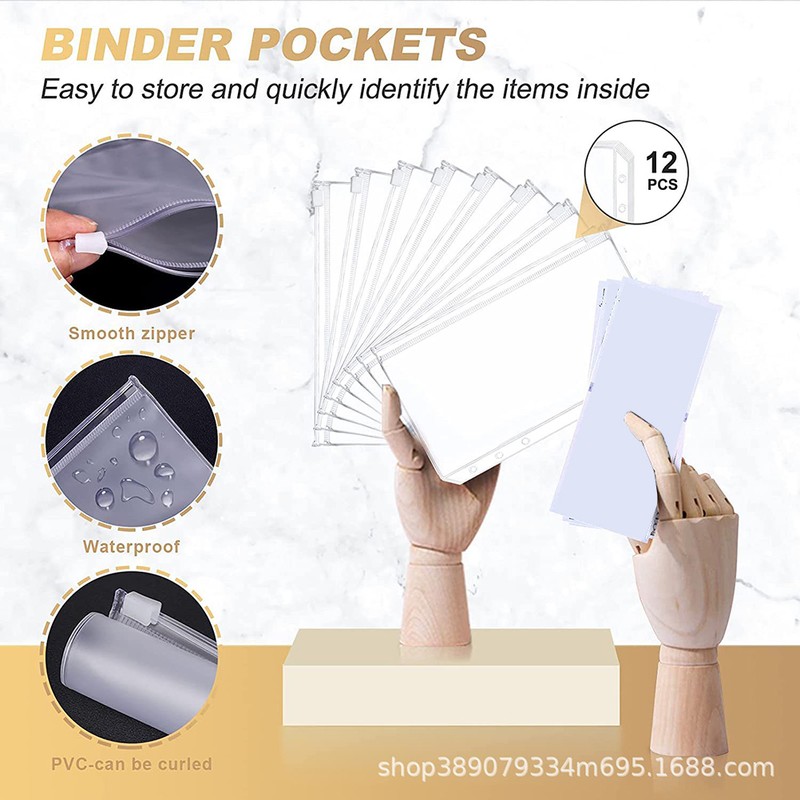 A6 Binder Budget Book Portable Marble Grain Notebook PU Leather