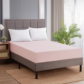 Sweet Home Collection Fitted Sheet -1500 Supreme Collection Fitted Elastic Sheet with Reinforced Corner Elastic Straps - Wrinkle Resistant Premium Soft Comfort - Twin, Pale Pink