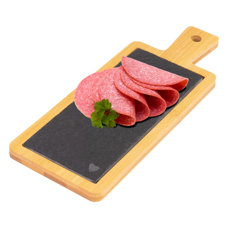 Westmark Bamboo and Natural Slate Serving Board with Motif and