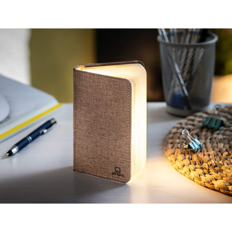 Gingko Smart Booklight- Linen Mini Coffee Brown