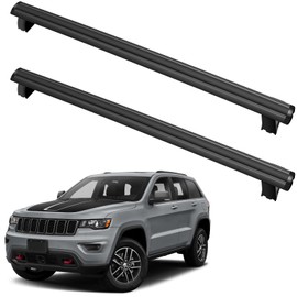 FINDAUTO Cargo Rack Fit for for Jeep Grand Cherokee 2011-2019 (Not for SRT/Altitude Models) 150LBS Side Rails Crossbars OE Style Top Rail Roof Rack Aero Aluminum Cross Bar Luggage Rack Rail