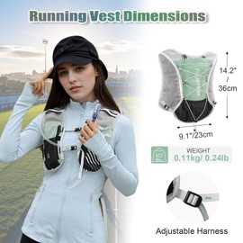 Sadodo Lightweight Running Hydration Vest, 5L Capacity, Reflective Mesh Backpack with Multiple Pockets,For Outdoor Camping ,Running,Hiking,Biking (Light Green, 40KG-75KG)