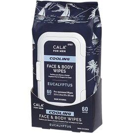 CALA - toallitas de hombre para cara y cuerpo, con eucalipto (paquete con 60 toallitas)